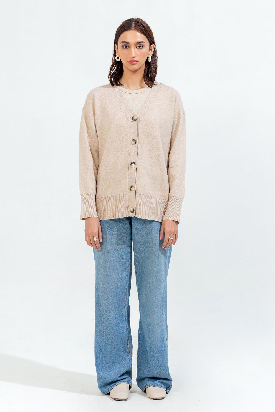 V Neck Knit Cardigan