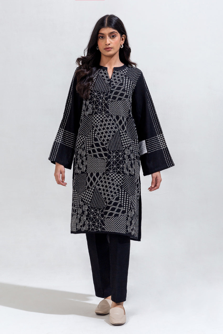 2 Piece Embroidered Khaddar Jacquard Suit (Pret)