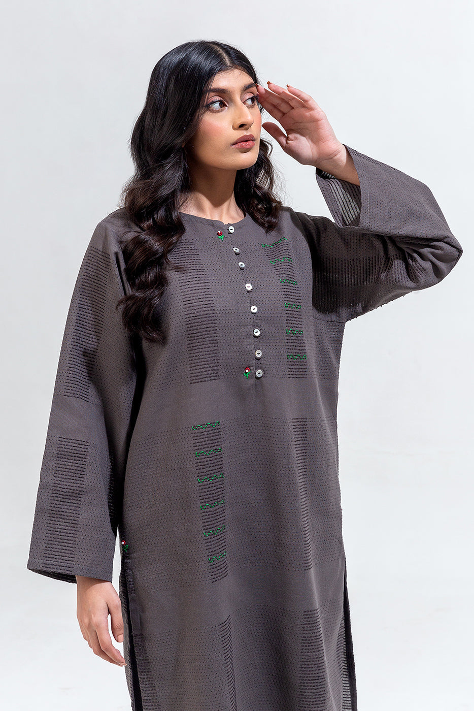 2 Piece Embroidered Yarn Dyed Suit (Pret)