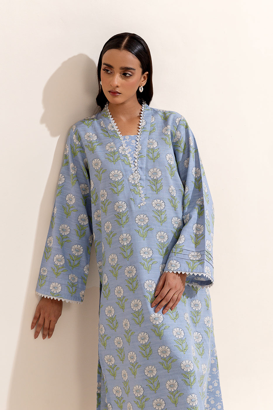 2 Piece Printed Khaddar Suit-Stone Ash (Unstitched)