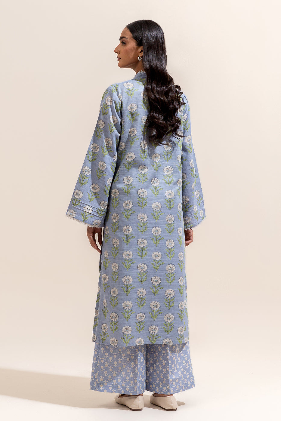 2 Piece Printed Khaddar Suit-Stone Ash (Unstitched)
