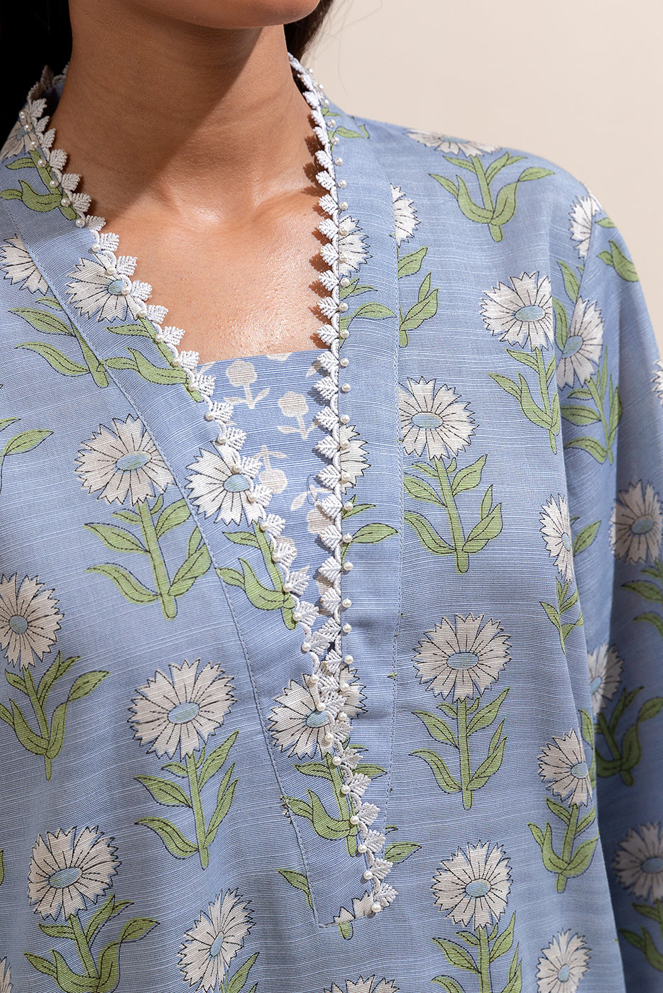 2 Piece Printed Khaddar Suit-Stone Ash (Unstitched)