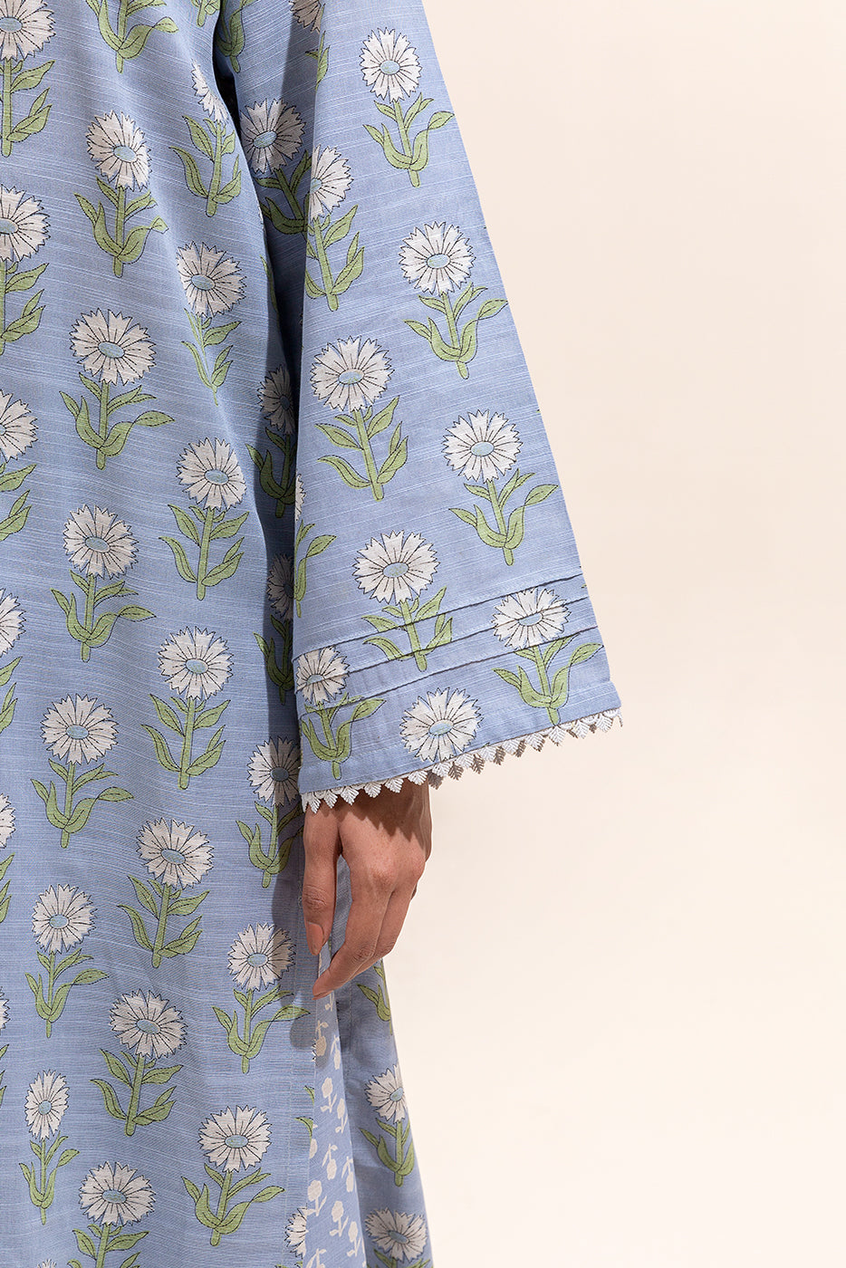 2 Piece Printed Khaddar Suit-Stone Ash (Unstitched)