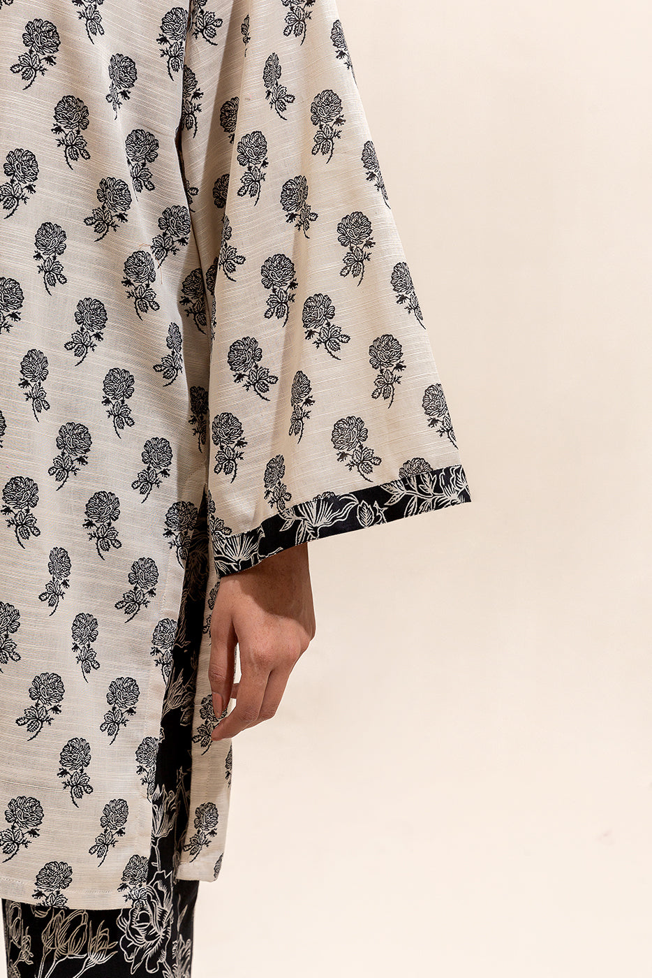 2 Piece Printed Khaddar Suit-Roseate Buff (Unstitched)