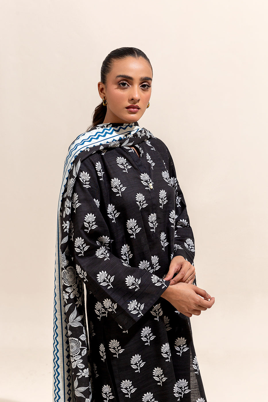 2 Piece Printed Khaddar Suit-Sable Gloom (Unstitched)
