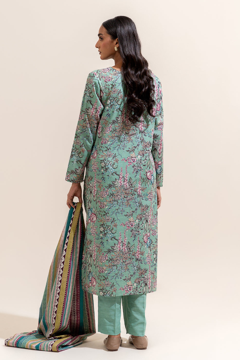 2 Piece Printed Khaddar Suit-Aquatic Flora (Unstitched)