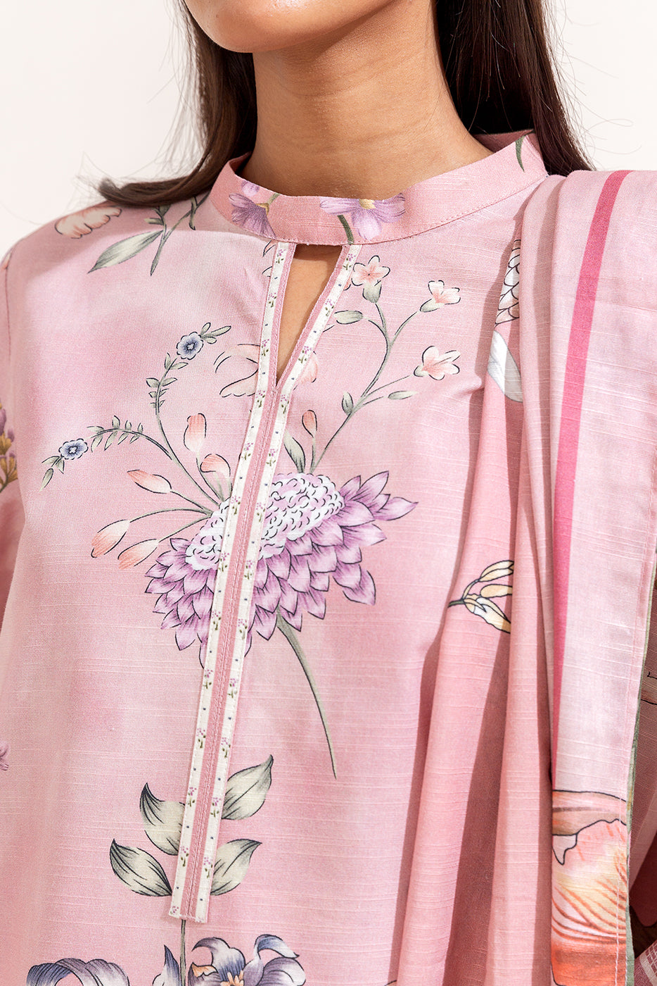 3 Piece Printed Khaddar Suit-Fiesta Fuschia (Unstitched)