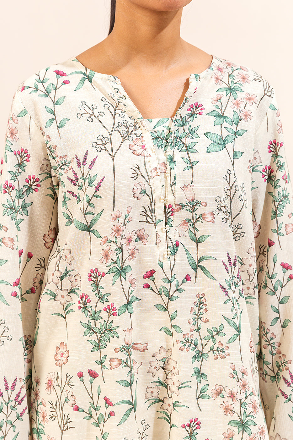 3 Piece Printed Khaddar Suit-Sand Bloom (Unstitched)