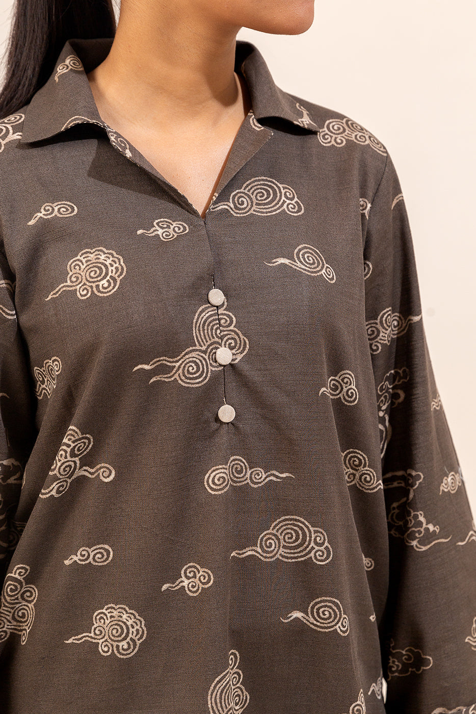 3 Piece Printed Khaddar Suit-Japanese Veil (Unstitched)