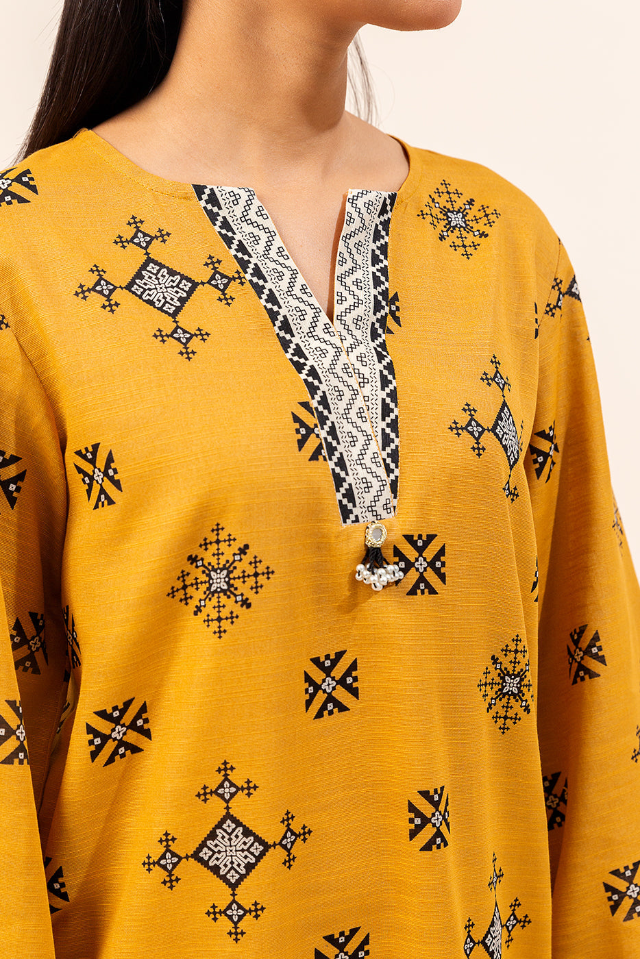 3 Piece Printed Khaddar Suit-Tribal Radiance (Unstitched)