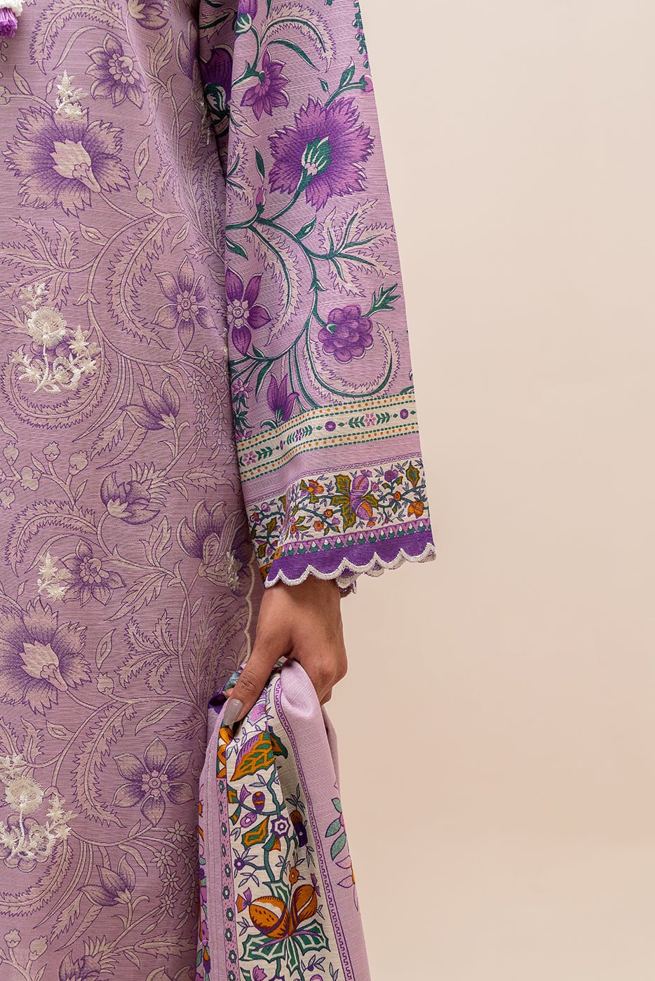 3 Piece Embroidered Khaddar Suit-Heather Gleam (Unstitched)