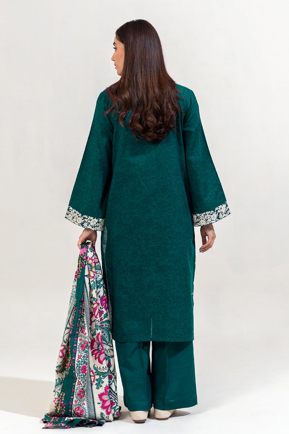 2 Piece Embroidered Khaddar Suit-Teal Bloom (Unstitched)