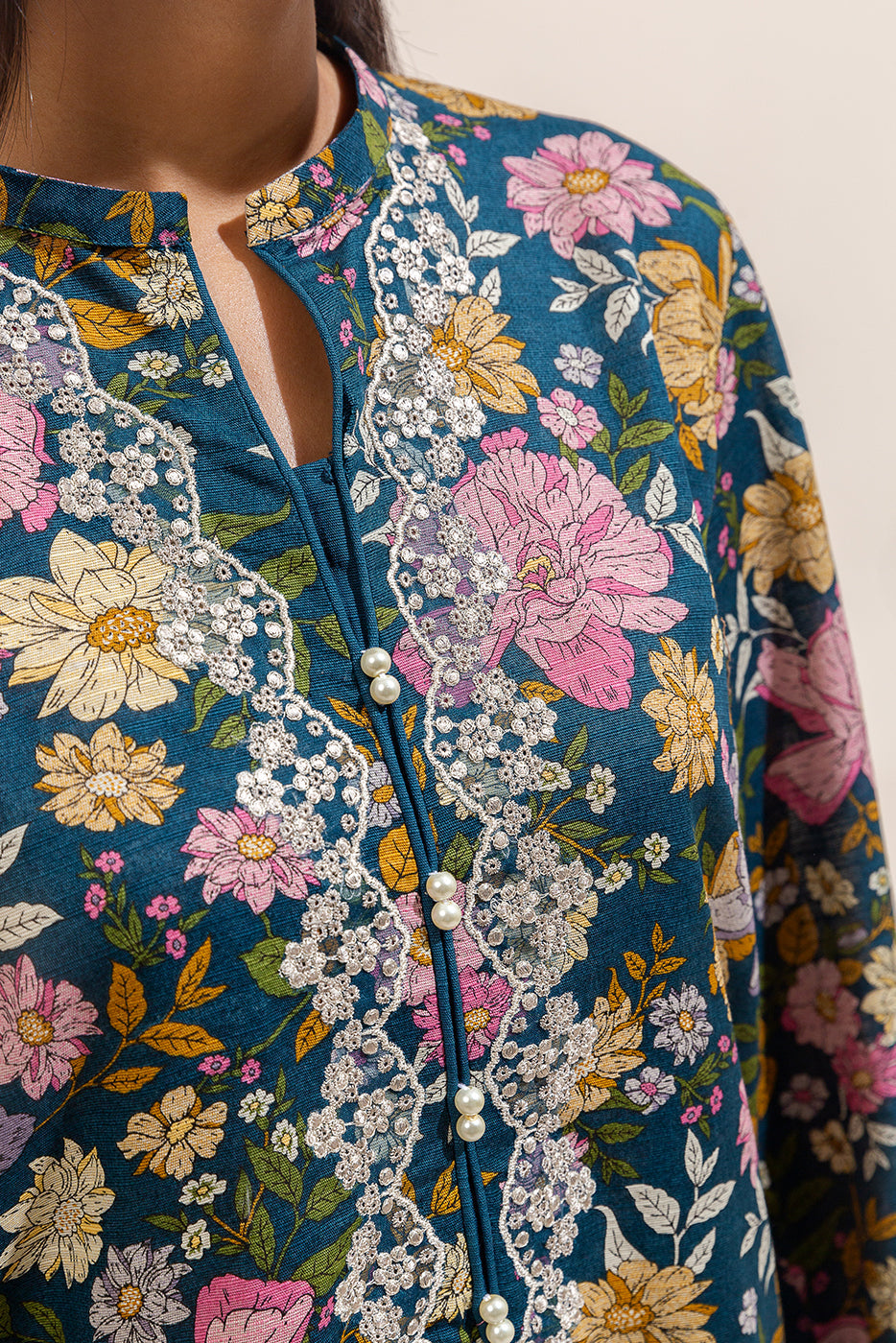 2 Piece Embroidered Khaddar Suit-Majestic Teal (Unstitched)