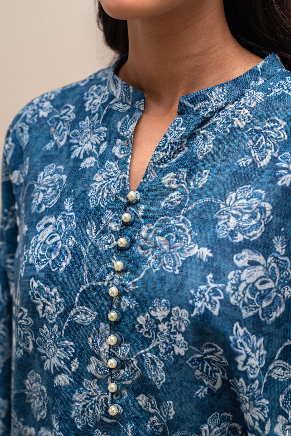 2 Piece Embroidered Khaddar Suit-Serene Blue (Unstitched)