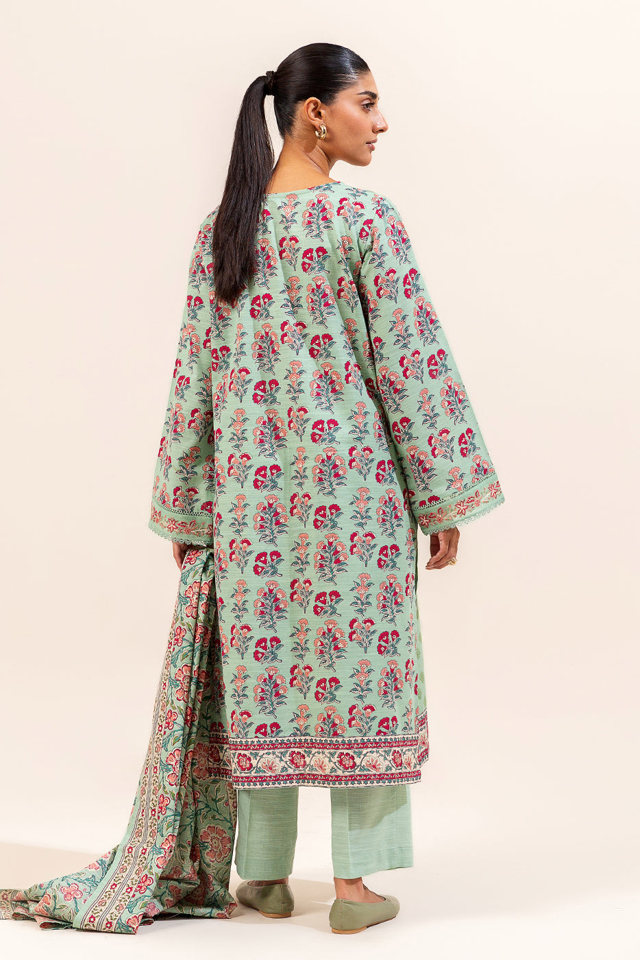 3 Piece Embroidered Khaddar Suit-Carnation Serenity (Unstitched)