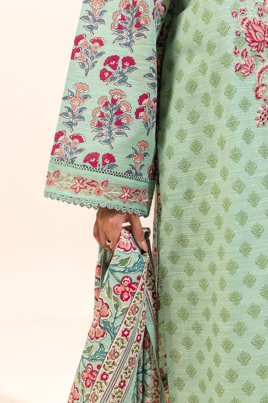 3 Piece Embroidered Khaddar Suit-Carnation Serenity (Unstitched)
