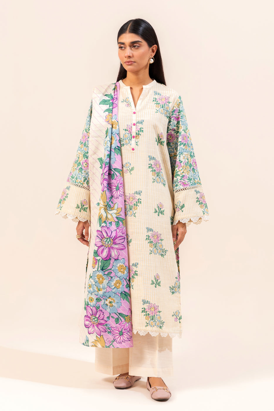 3 Piece Printed Khaddar Suit-Floral Euphoria (Unstitched)