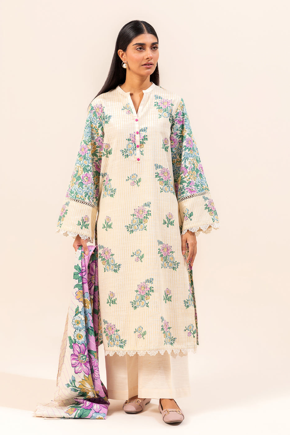 3 Piece Printed Khaddar Suit-Floral Euphoria (Unstitched)