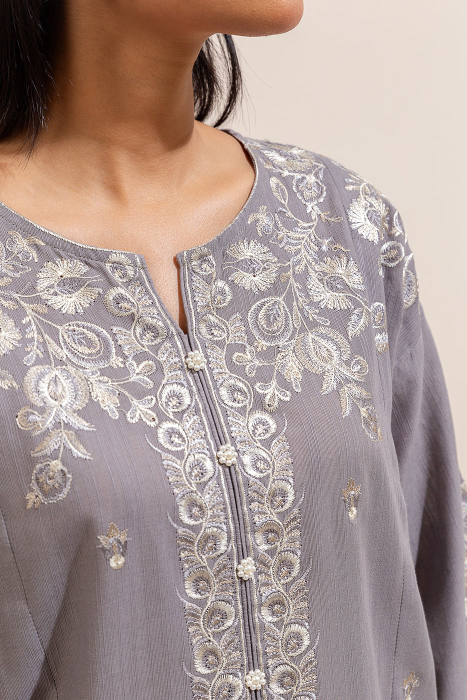 2 Piece Embroidered Khaddar Suit-Persian Pearl (Unstitched)