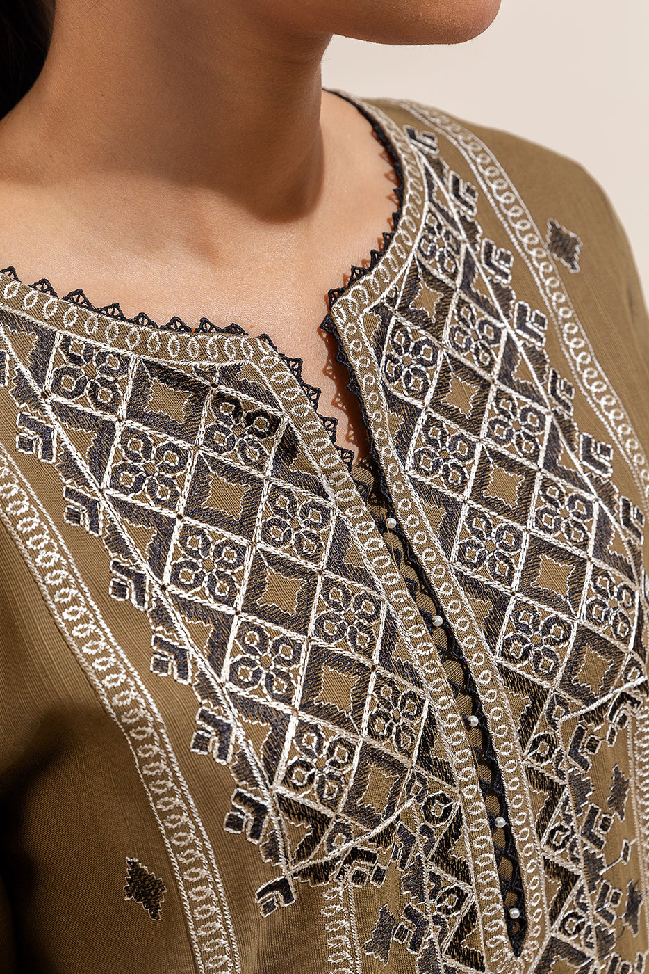 2 Piece Embroidered Khaddar Suit-Dijon Charm (Unstitched)
