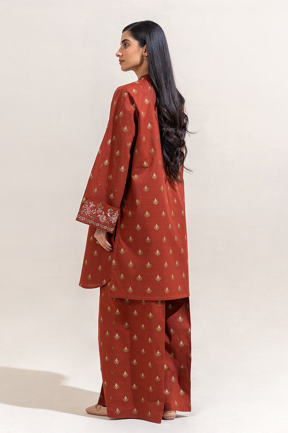 2 Piece Embroidered Self Jacquarad Suit-Garland Bronze (Unstitched)