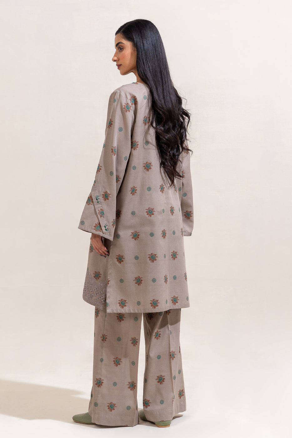 2 Piece Embroidered Self Jacquarad Suit-Muted Grey (Unstitched)