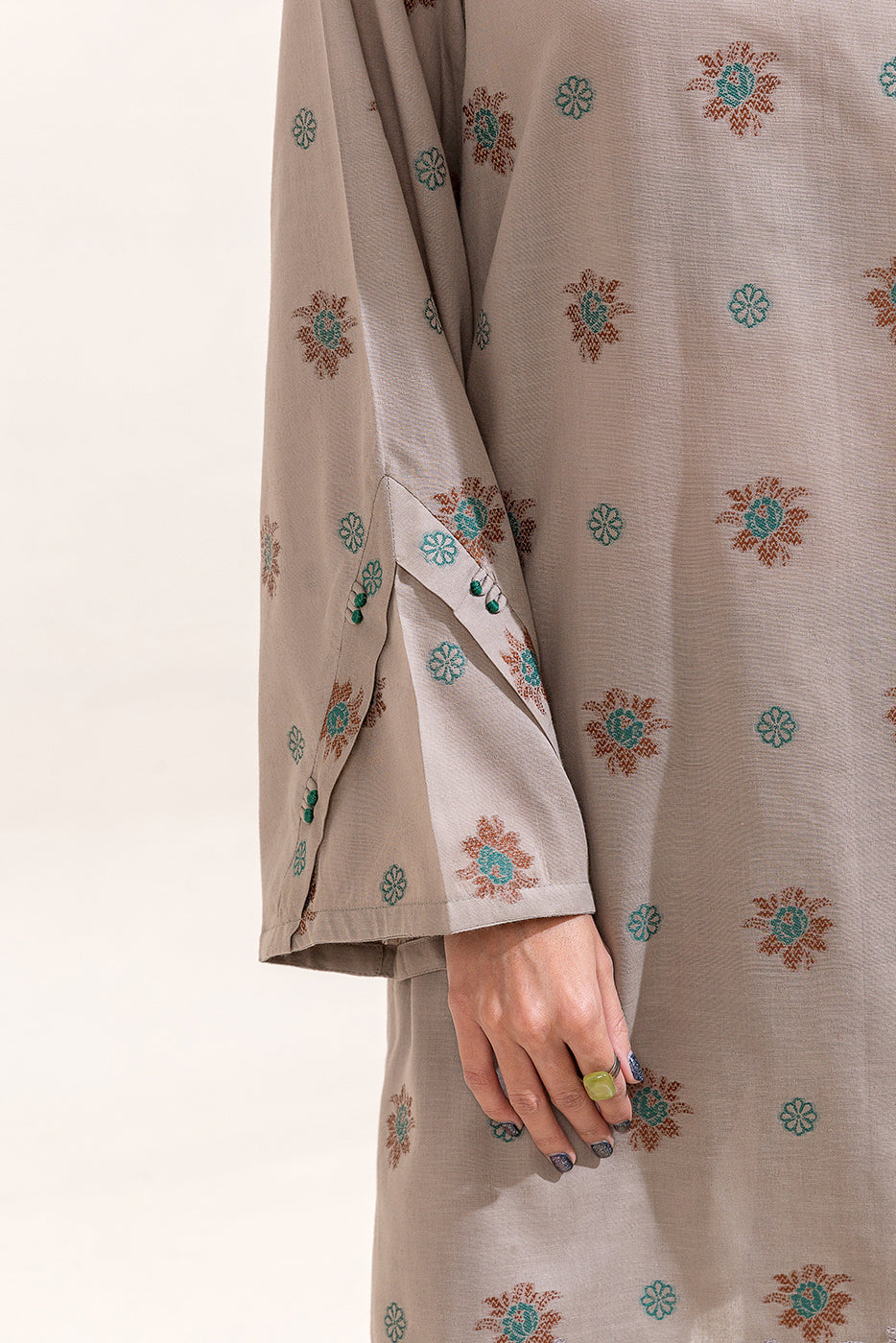 2 Piece Embroidered Self Jacquarad Suit-Muted Grey (Unstitched)