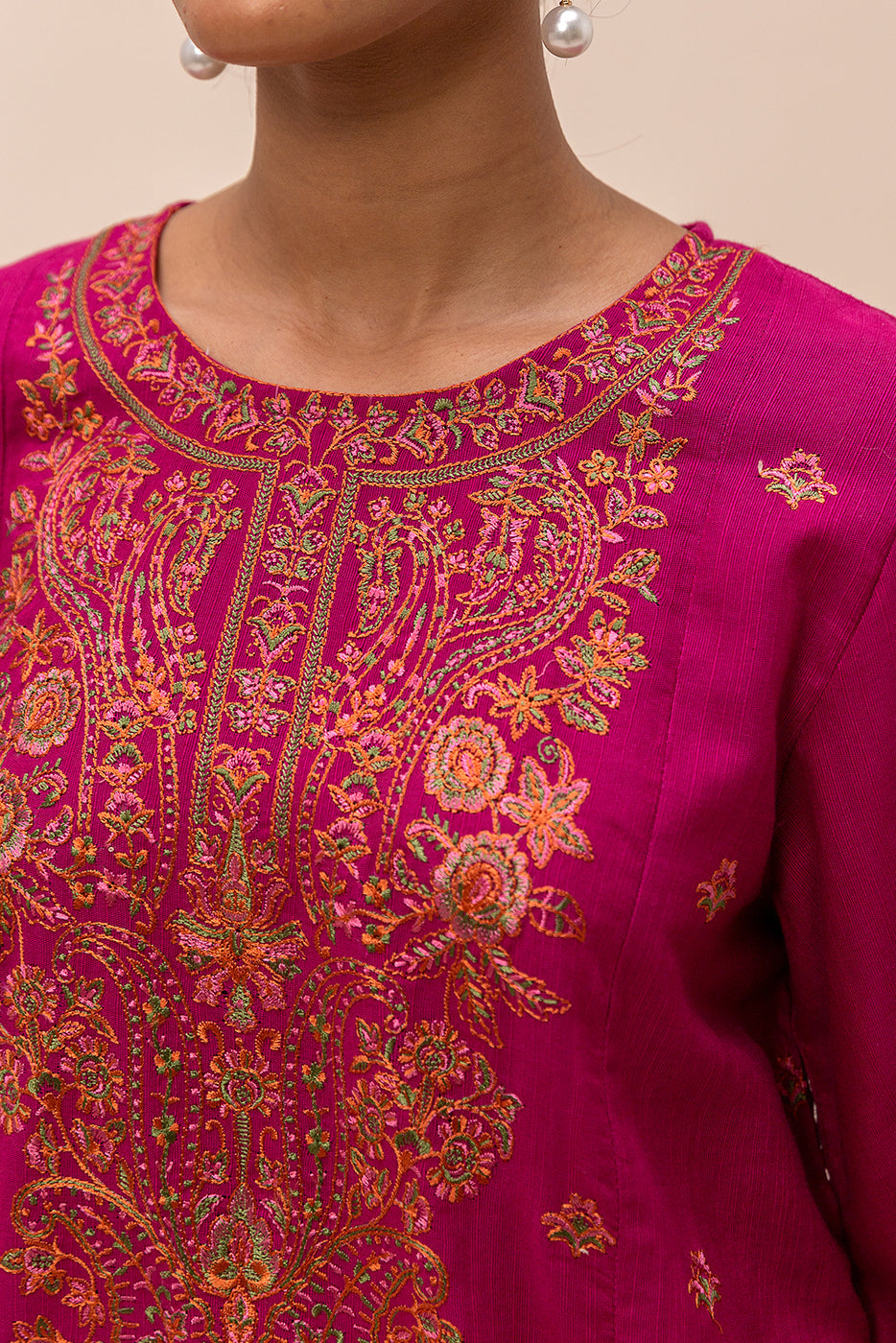3 Piece Embroidered Khaddar Suit-Fuschia Haze (Unstitched)