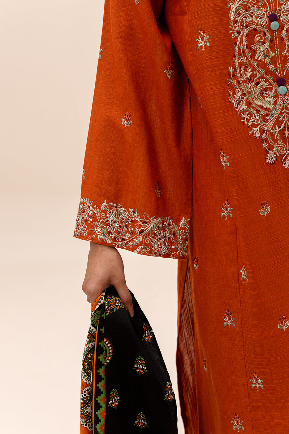 3 Piece Embroidered Khaddar Suit-Sedona Drape (Unstitched)