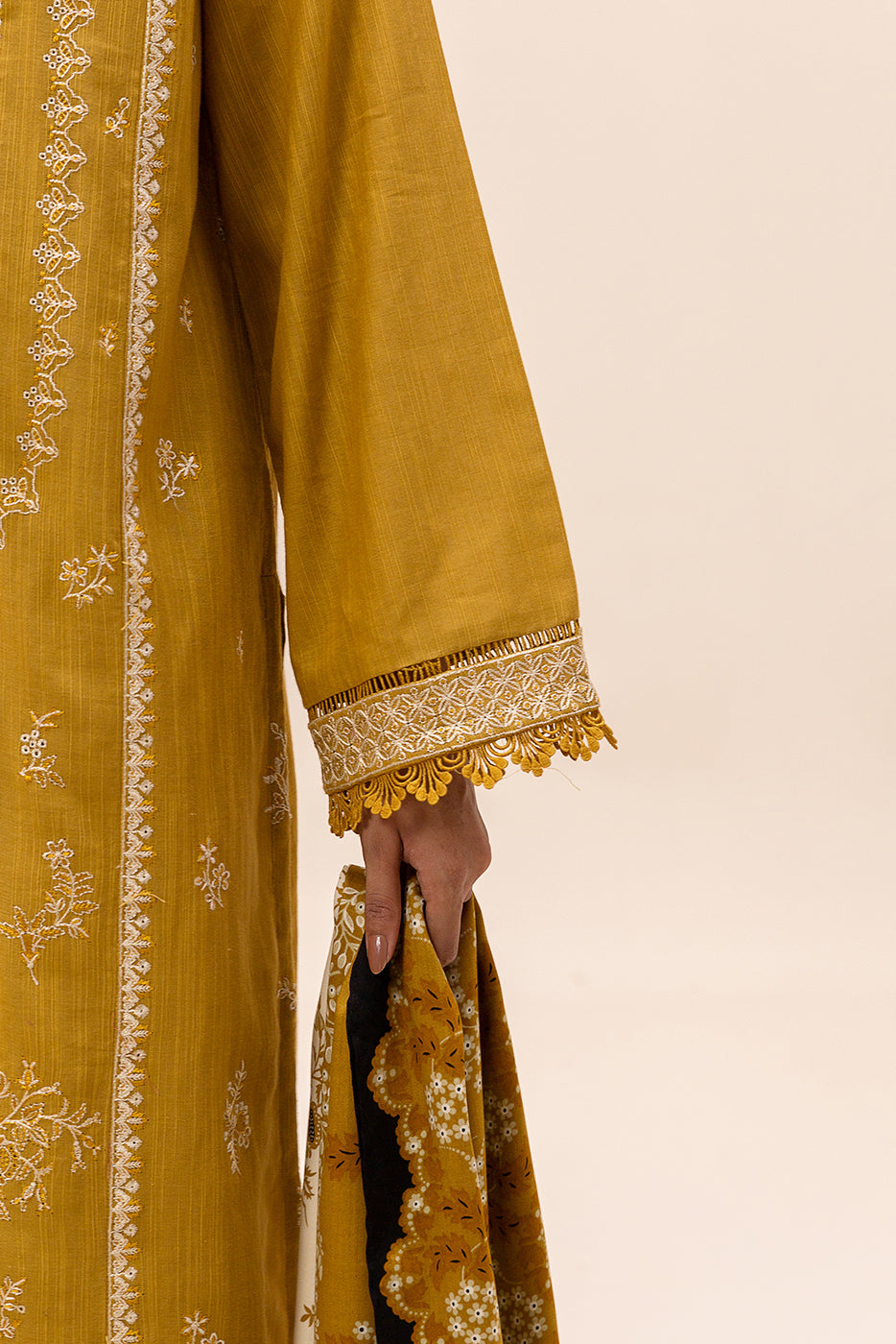 3 Piece Embroidered Khaddar Suit-Tuscan Tint (Unstitched)