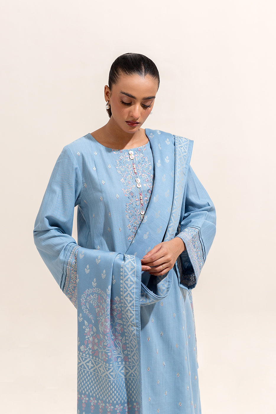 3 Piece Embroidered Khaddar Suit-Sheer Bliss (Unstitched)