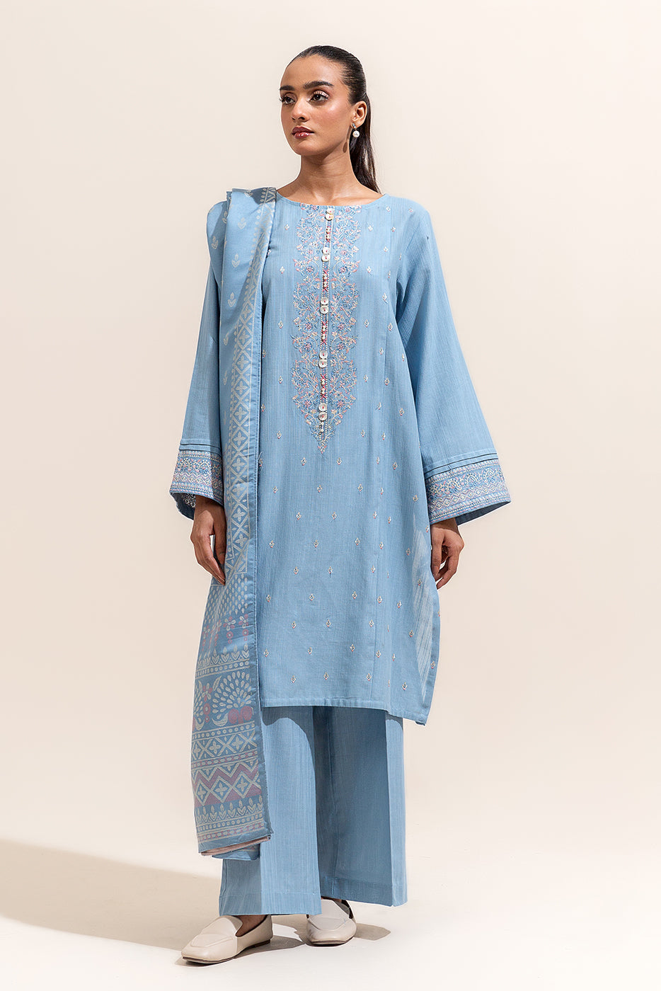 3 Piece Embroidered Khaddar Suit-Sheer Bliss (Unstitched)