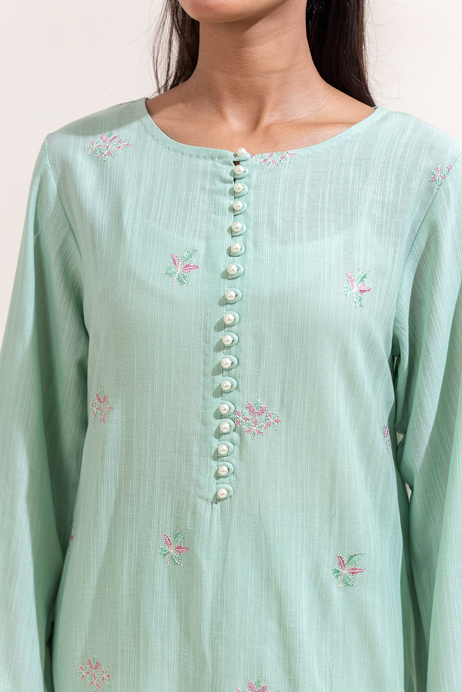 2 Piece Embroidered Khaddar Suit-Mint Collision (Unstitched)