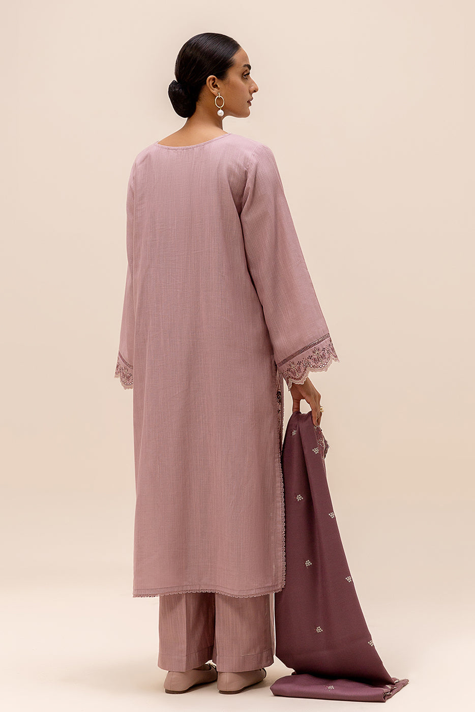 3 Piece Embroidered Khaddar Suit-Brittany Rose (Unstitched)