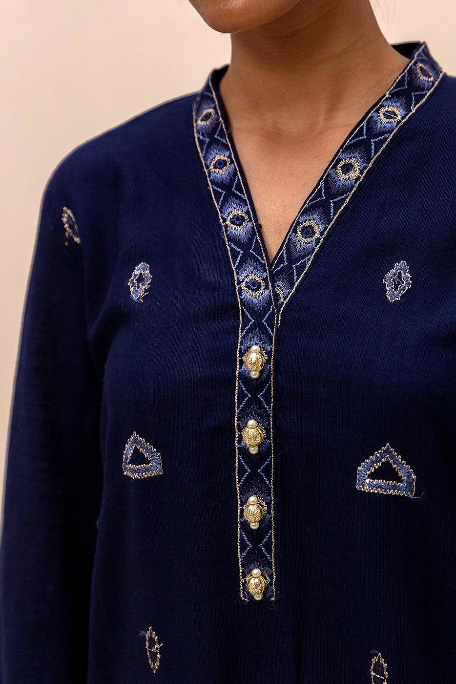 3 Piece Embroidered Khaddar Suit-Deep Shadow (Unstitched)