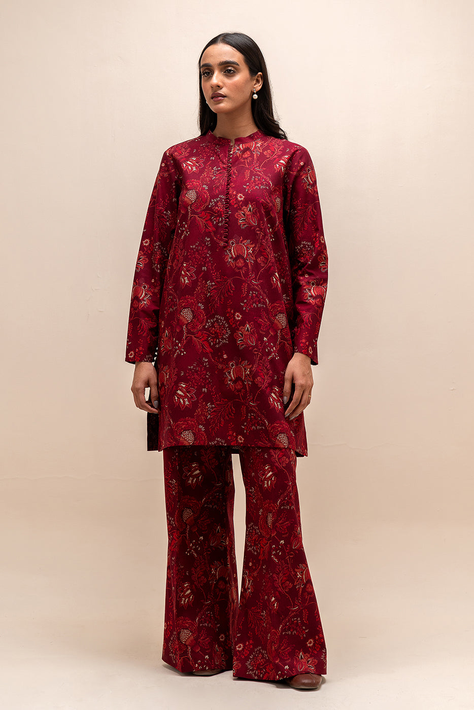 2 Piece Printed Linen Suit-Scarlet Jacob (Unstitched)