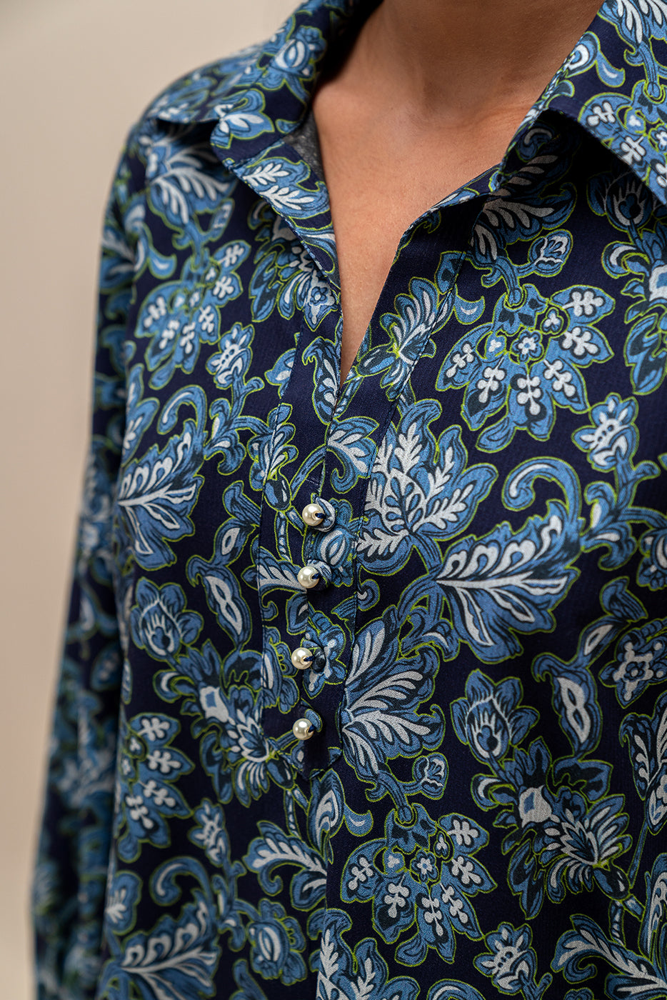 2 Piece Printed Linen Suit-Prussian Gild (Unstitched)