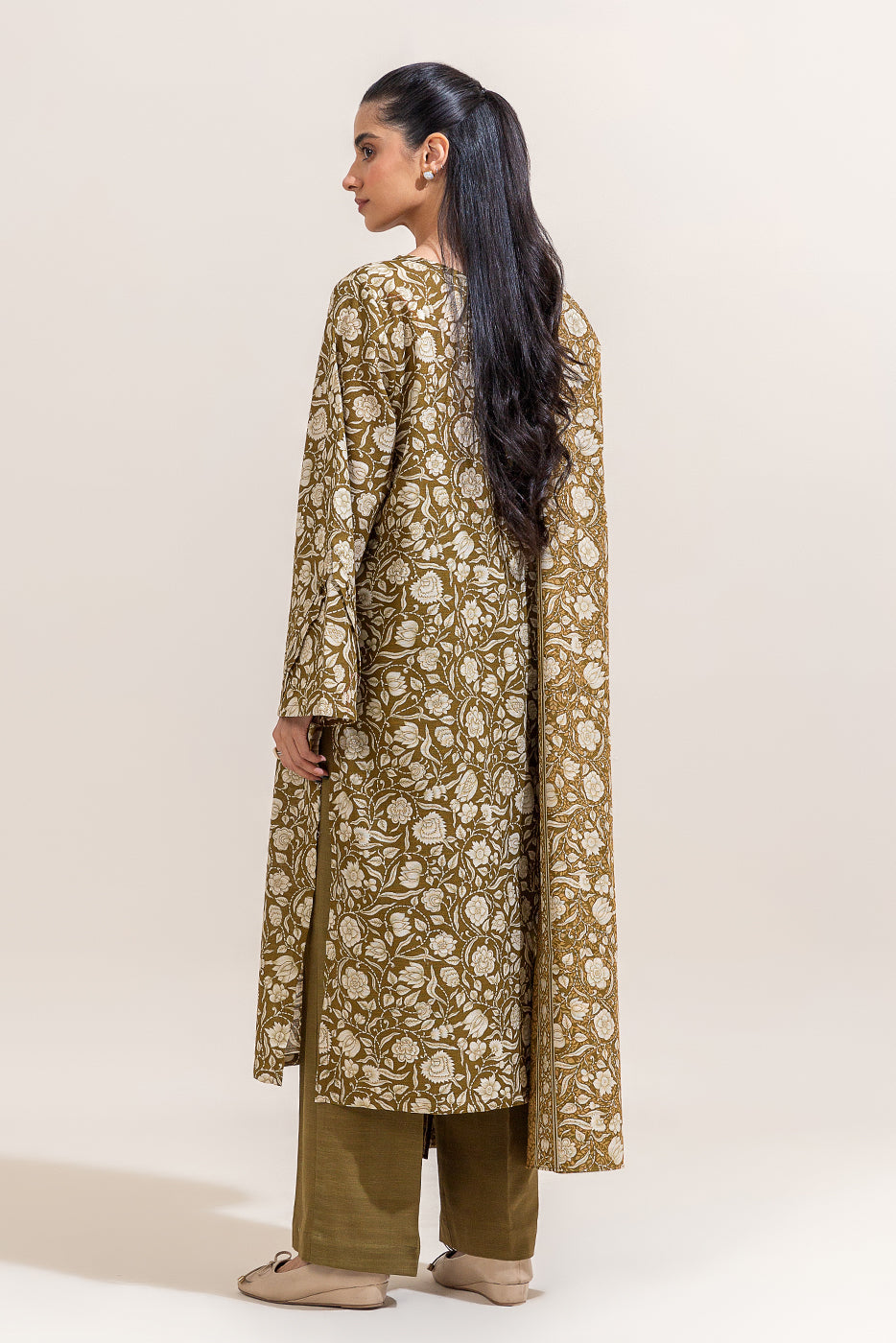 2 Piece Printed Khaddar Suit-Pesto Glaze (Unstitched)