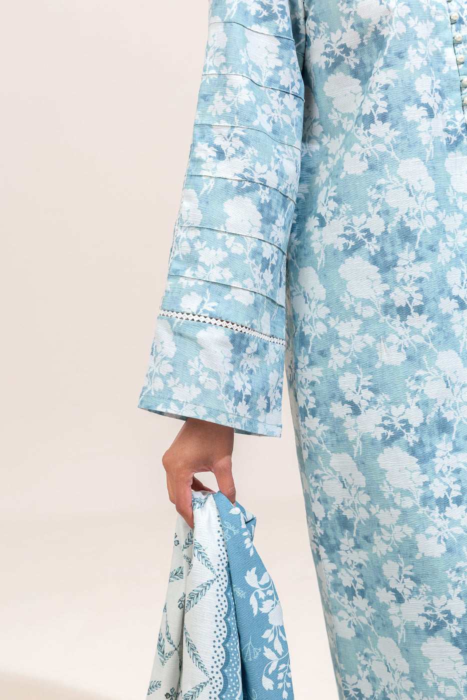 3 Piece Printed Khaddar Suit-Sapphire Bloom (Unstitched)