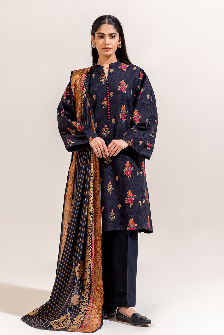 3 Piece Printed Khaddar Suit-Raven Verve (Unstitched)