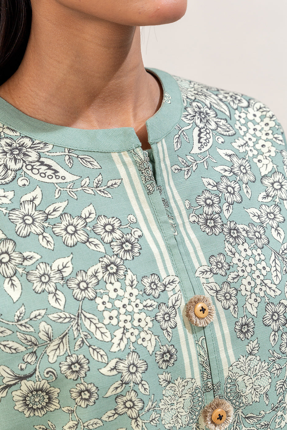3 Piece Printed Khaddar Suit-Mint Bliss (Unstitched)
