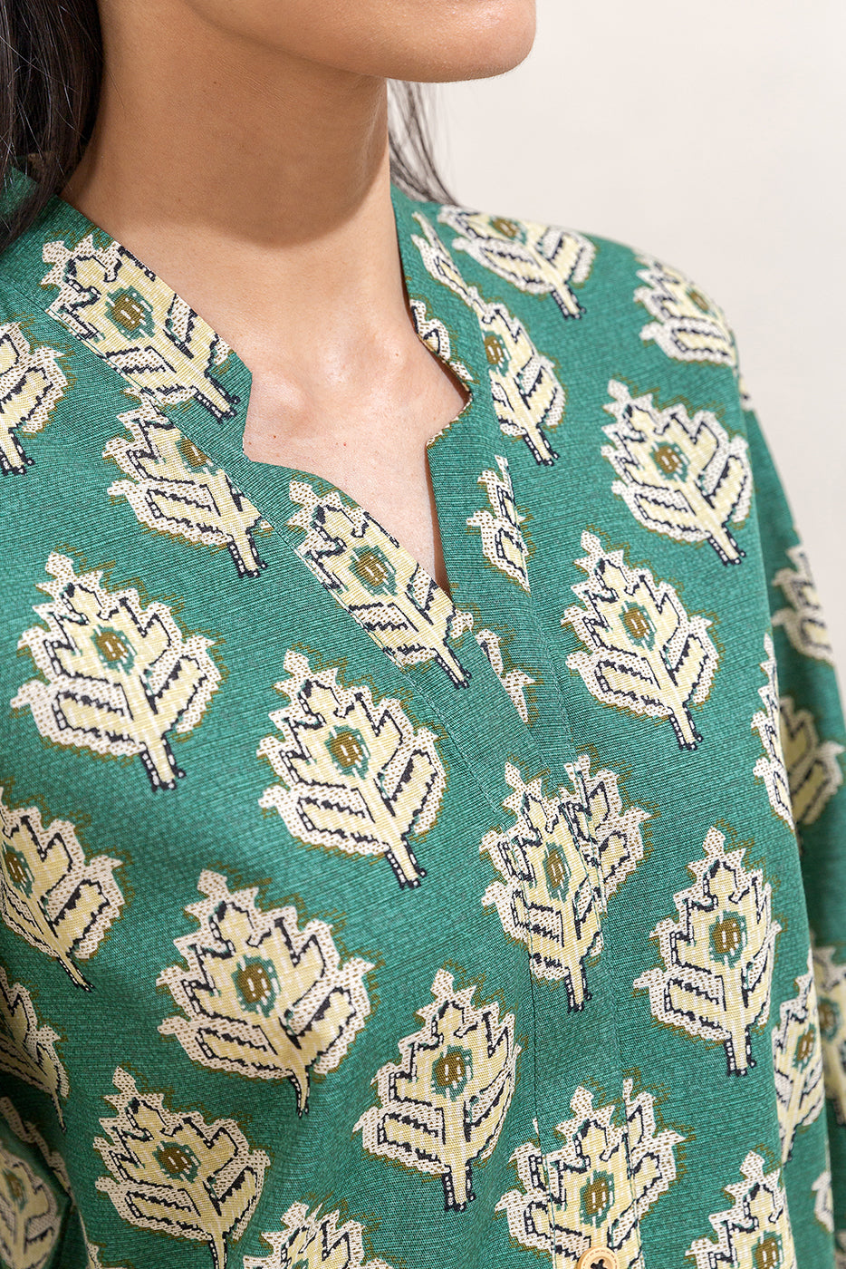 3 Piece Printed Khaddar Suit-Teal Serenity (Unstitched)