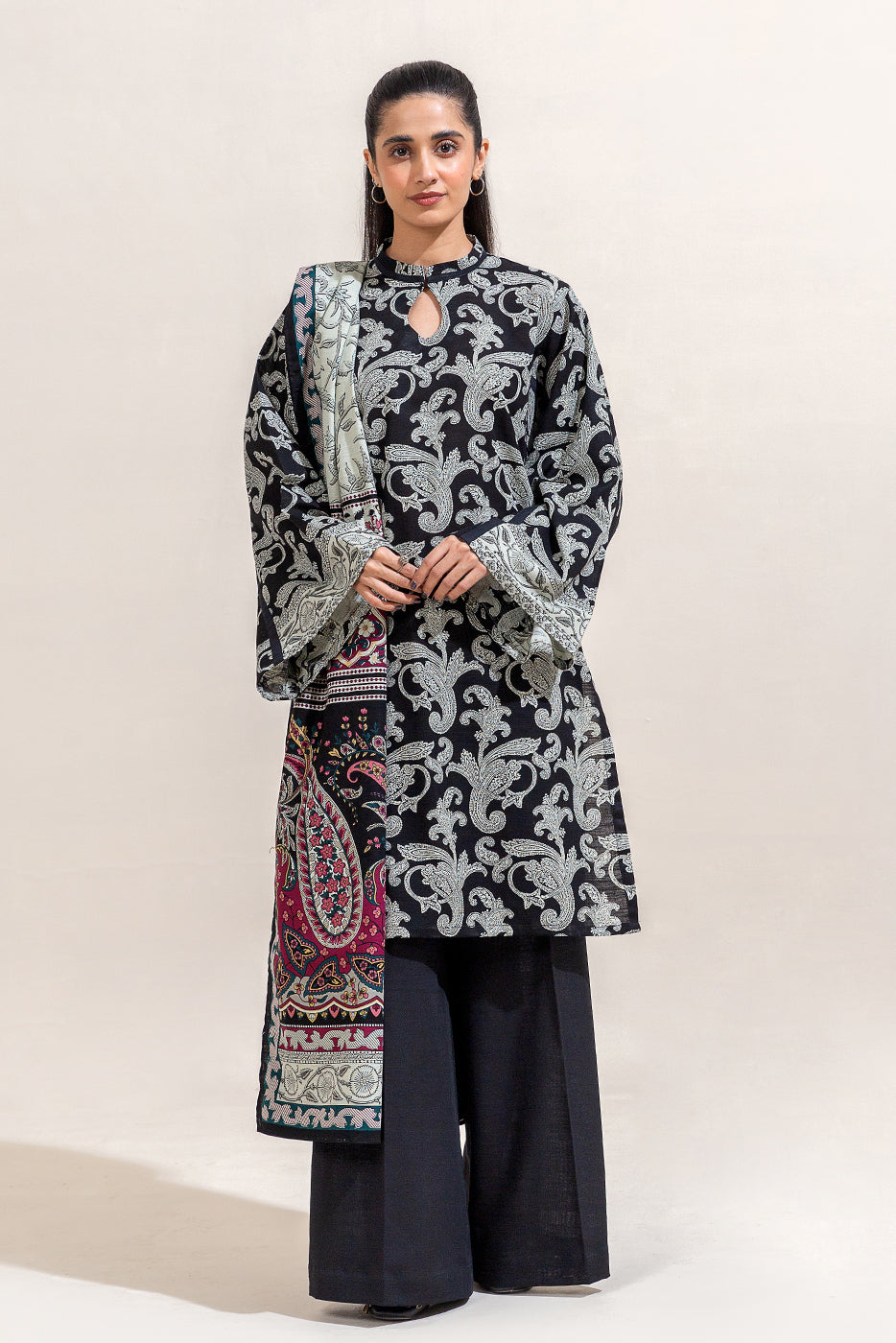 2 Piece Printed Khaddar Suit-Raven Tribe (Unstitched)