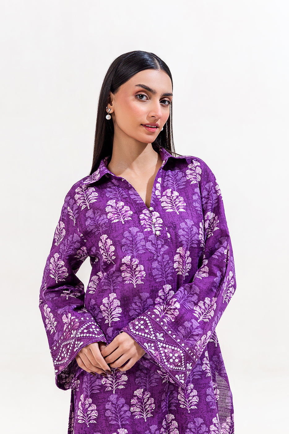2 Piece Embroidered Khaddar Suit-Indigo Musk (Unstitched)