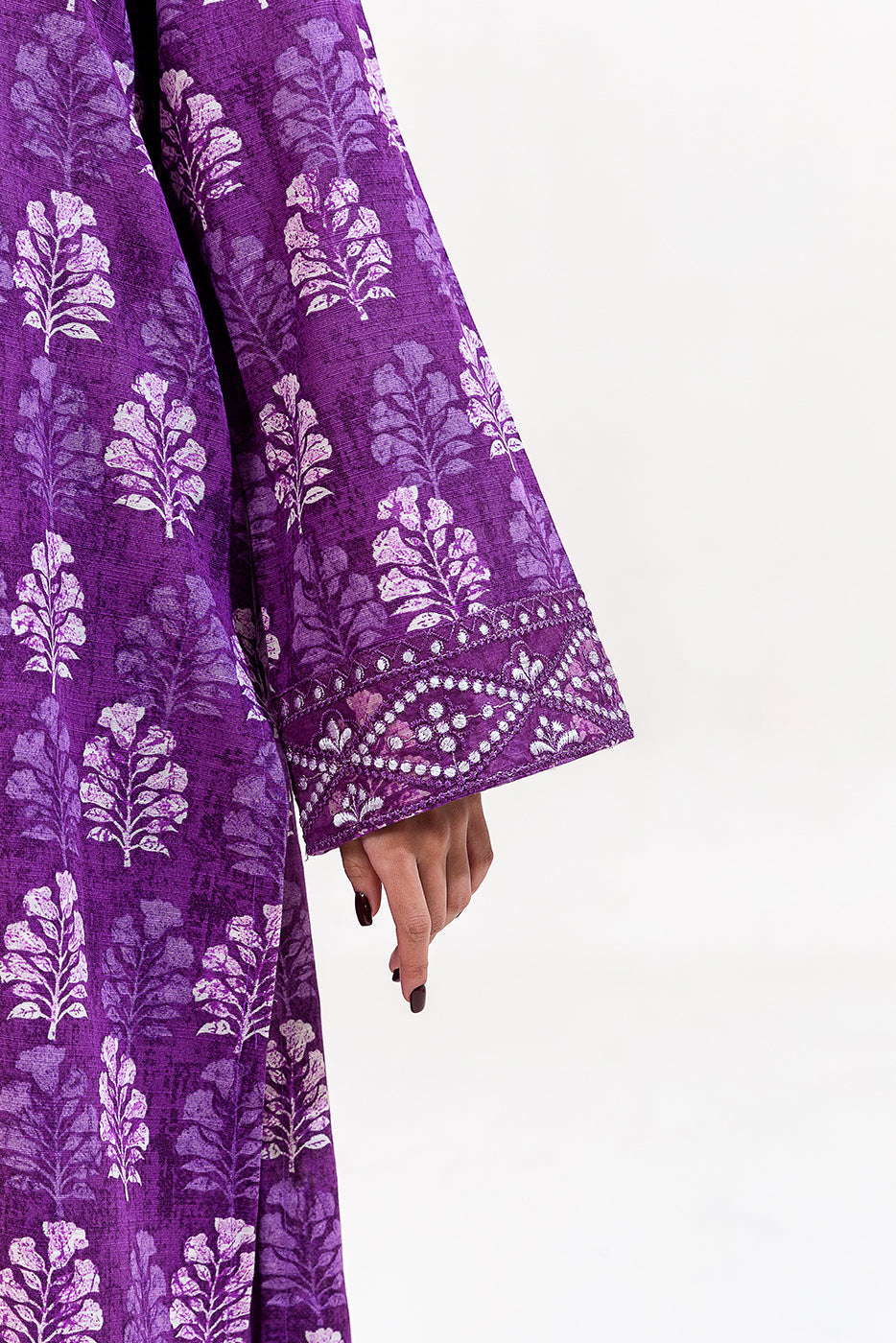 2 Piece Embroidered Khaddar Suit-Indigo Musk (Unstitched)
