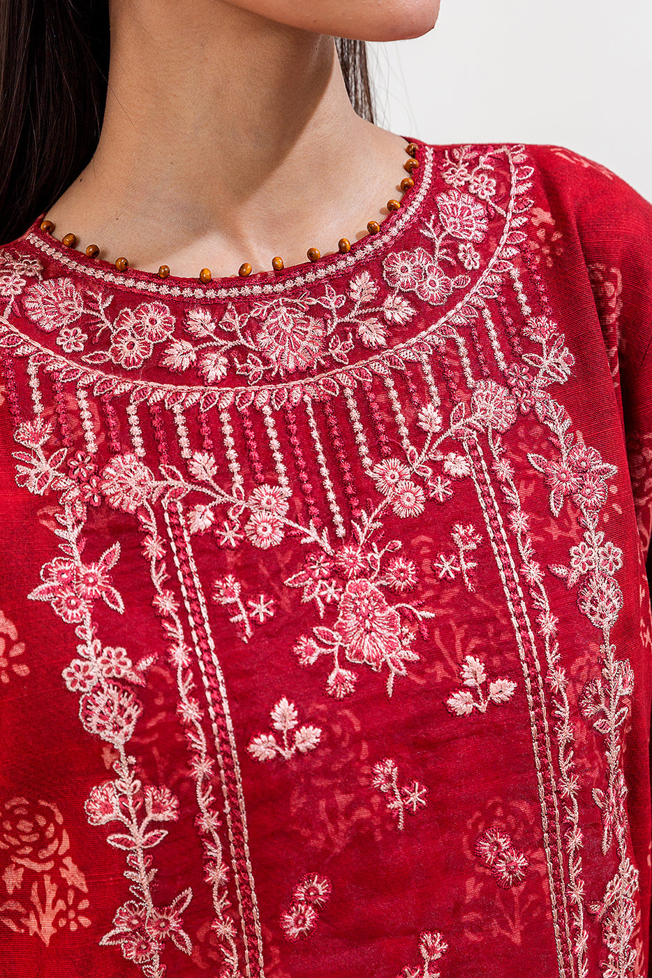 2 Piece Embroidered Khaddar Suit-Scarlet Gem (Unstitched)
