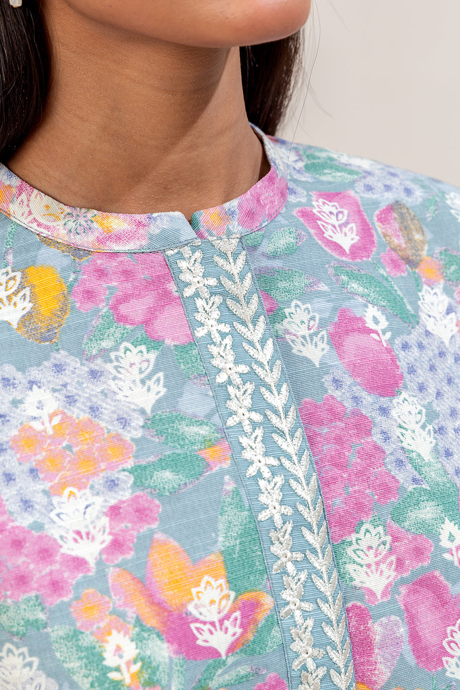 2 Piece Embroidered Khaddar Suit-Candy Floss (Unstitched)