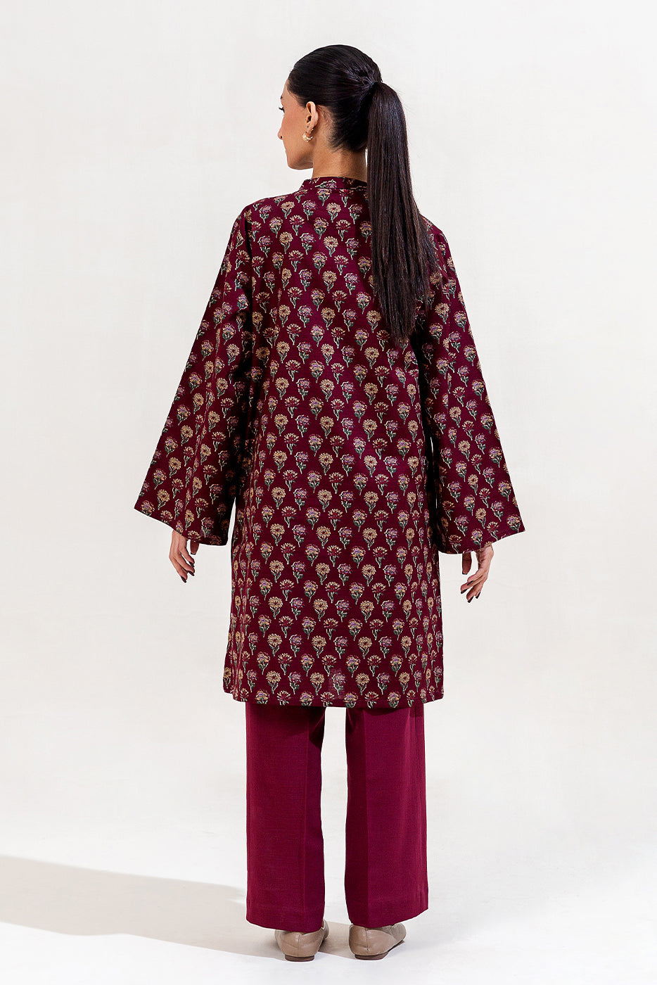 2 Piece Embroidered Khaddar Suit-Maroon Bloom (Unstitched)