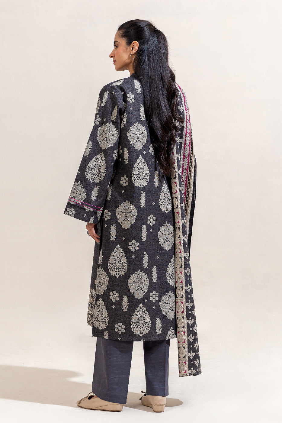 3 Piece Embroidered Khaddar Suit-Pitch Gild (Unstitched)