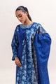 3 Piece Embroidered Khaddar Suit-Mykonos Blue (Unstitched)